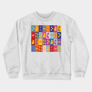 Chanukah Smorgasbord - Warm Pop Art Grid Crewneck Sweatshirt